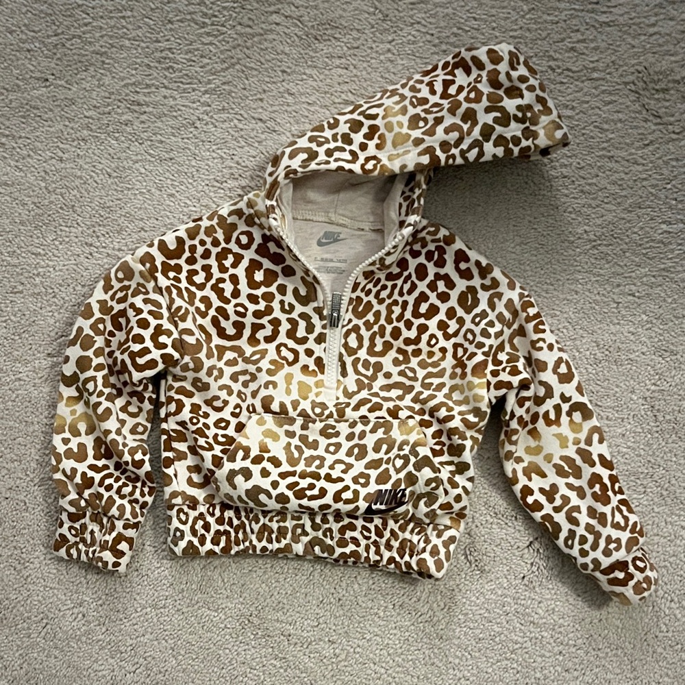 Nike Kids' Tan and Brown Patterned Hoodie